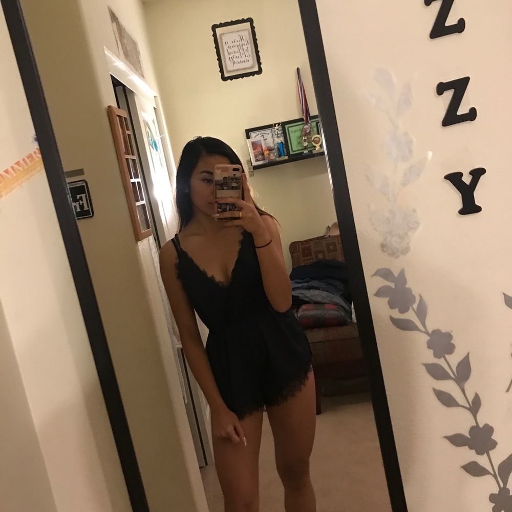 NWT: Forever 21 Black Silk Romper!!